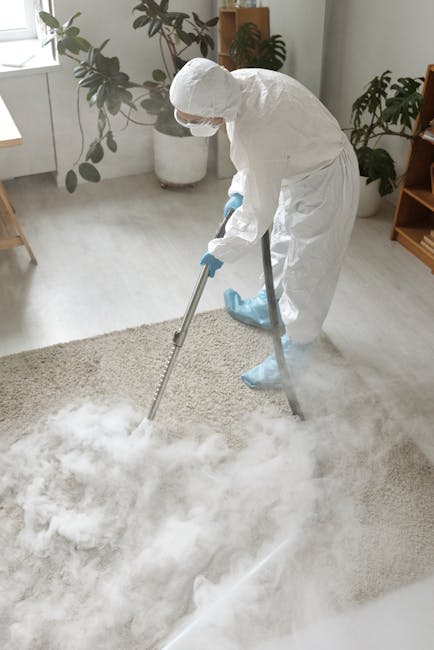 Close-up of a upright vacuum cleaner with a transparent dust container, partially filled with debris, connected to a flexible hose leading to a floor attachment on a pinkish-beige carpet. The vacuum i